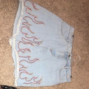 Denim embellished skirt